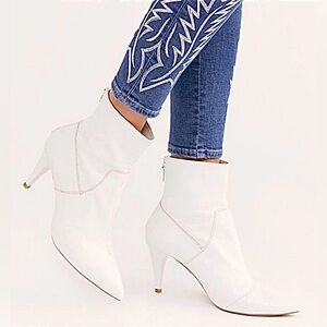 Free People Textured White Heeled Boots